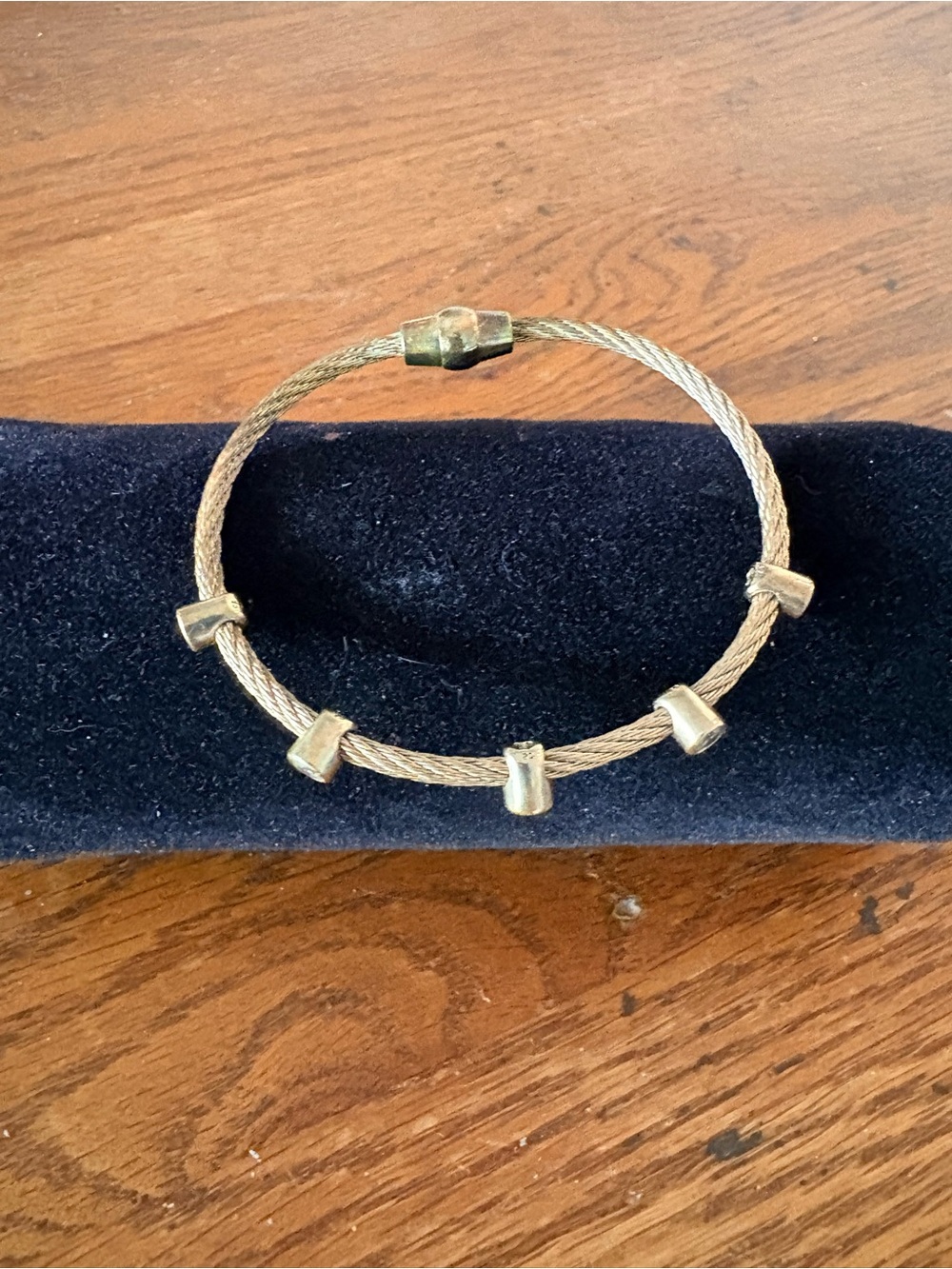 Gold-Tone Cable Bangle Bracelet with Accent Beads